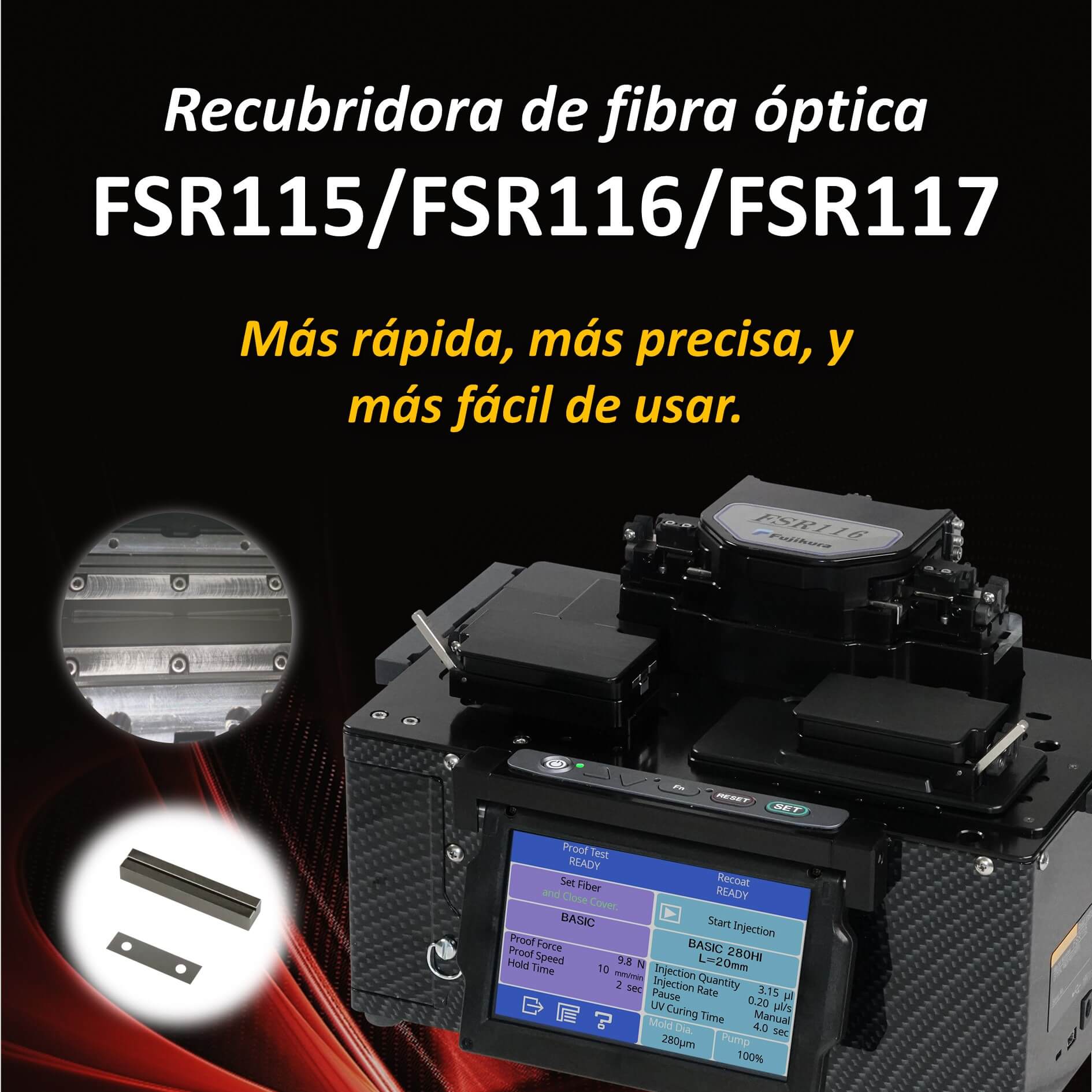 Fusionadora de fibra optica Fujikura 45S, rapida y compacta